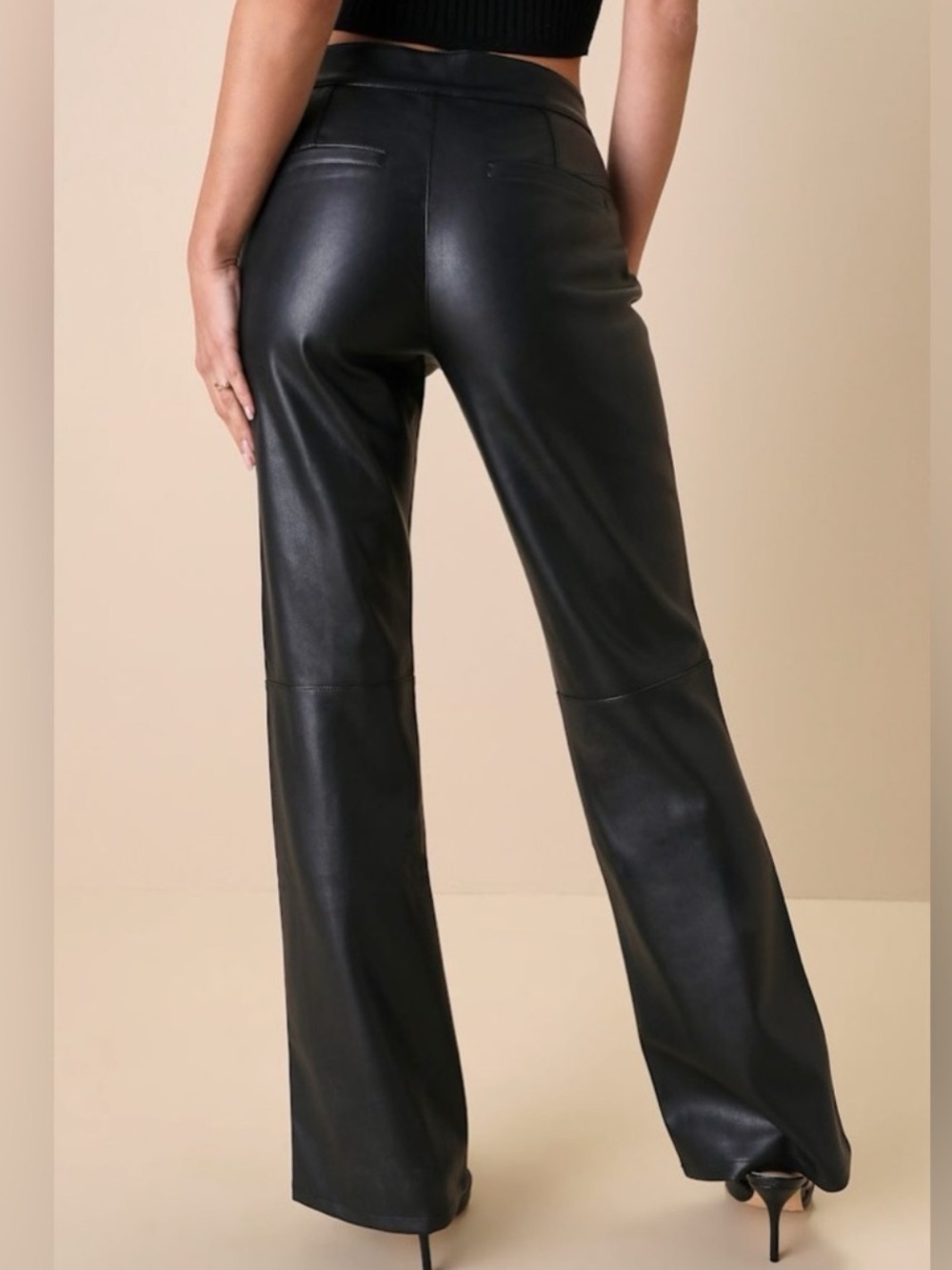 We The Free Black Faux Leather Wide-Leg Pants